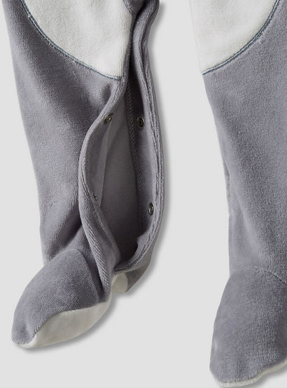 Juniors Penguin Detail Velour Closed Feet Sleepsuit with Cap-baby-boys-clothing-nightwear-sleepsuits-image-5