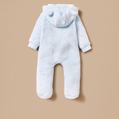 Juniors Ear Applique Closed Feet Hooded Sleepsuit with Zip Closure