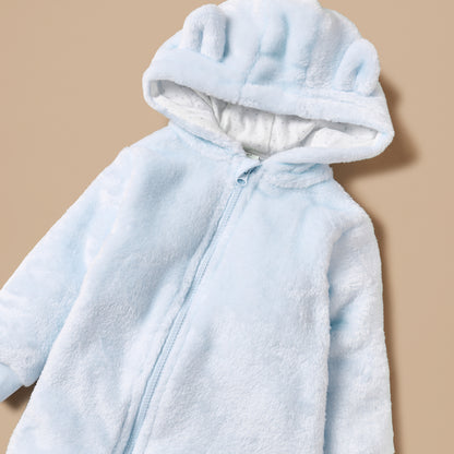 Juniors Ear Applique Closed Feet Hooded Sleepsuit with Zip Closure