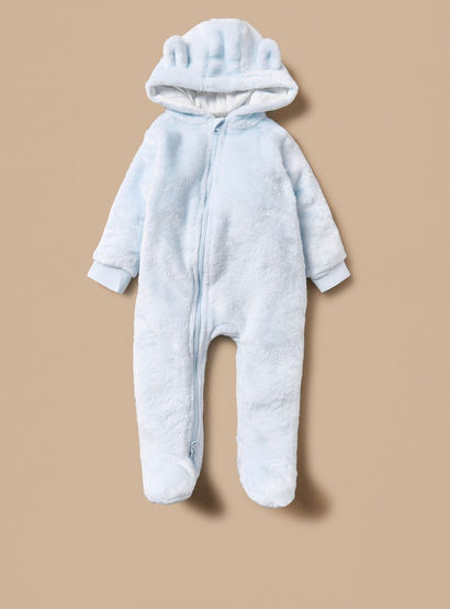 Juniors Ear Applique Closed Feet Hooded Sleepsuit with Zip Closure-baby-boys-clothing-nightwear-sleepsuits-image-1
