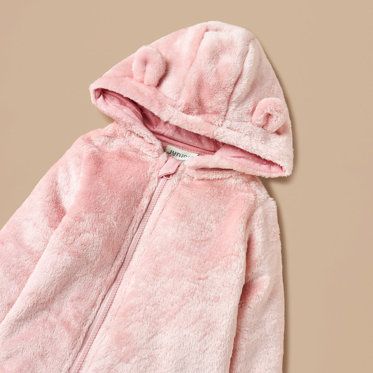 Juniors Ear Applique Closed Feet Hooded Sleepsuit with Zip Closure