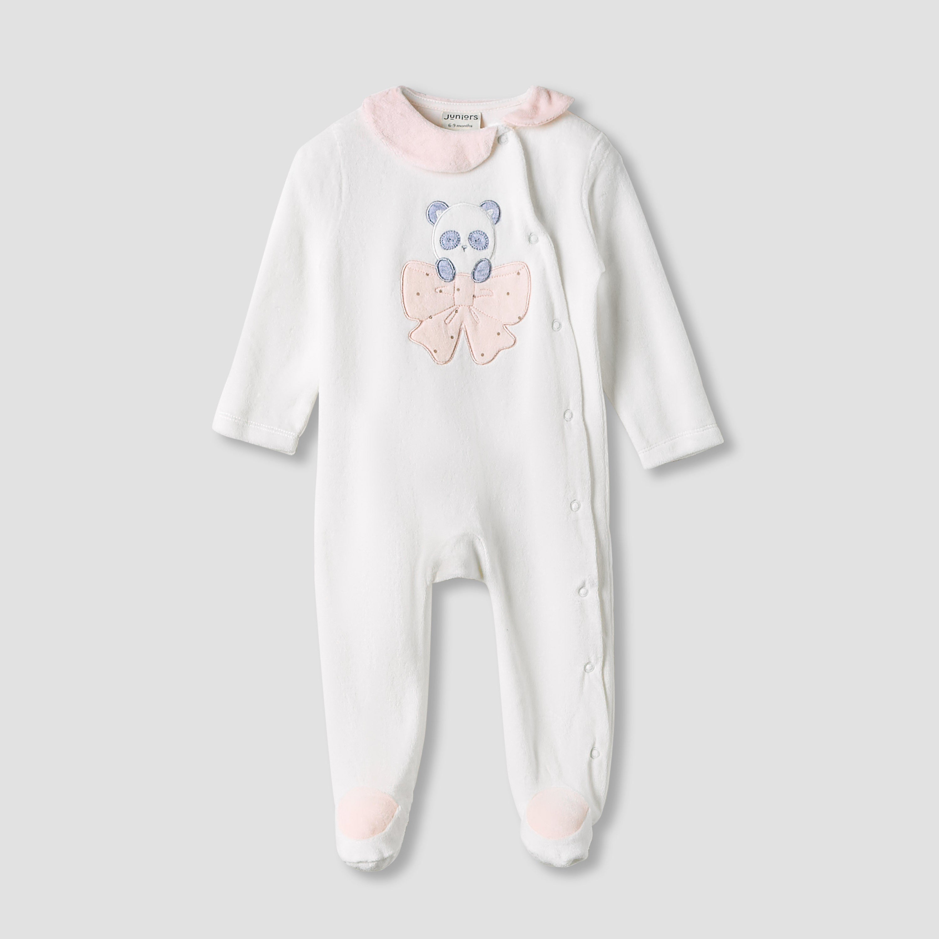 Juniors Textured Velour Footed Sleepsuit with Long Sleeves - Set of 2