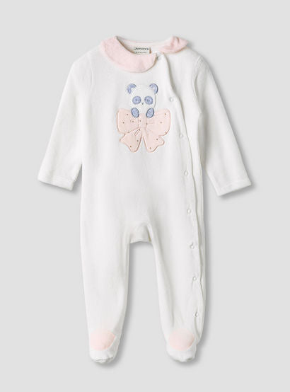 Juniors Textured Velour Footed Sleepsuit with Long Sleeves - Set of 2-baby-girls-clothing-nightwear-sleepsuits-image-2