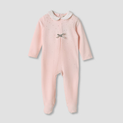 Juniors Textured Velour Footed Sleepsuit with Long Sleeves - Set of 2