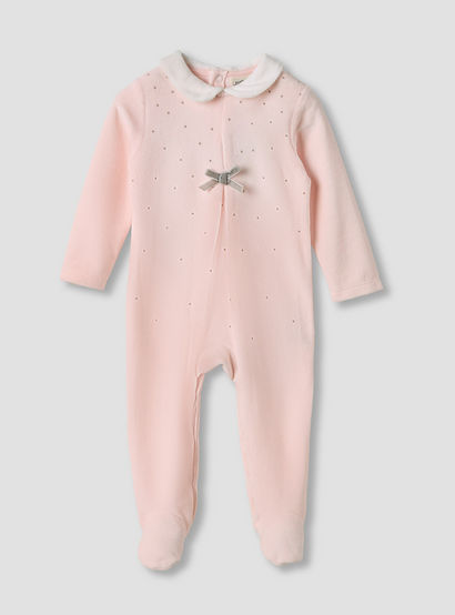 Juniors Textured Velour Footed Sleepsuit with Long Sleeves - Set of 2-baby-girls-clothing-nightwear-sleepsuits-image-3