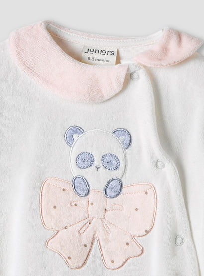 Juniors Textured Velour Footed Sleepsuit with Long Sleeves - Set of 2-baby-girls-clothing-nightwear-sleepsuits-image-4