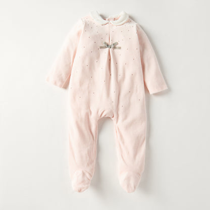 Juniors Textured Velour Footed Sleepsuit with Long Sleeves - Set of 2