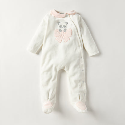 Juniors Textured Velour Footed Sleepsuit with Long Sleeves - Set of 2