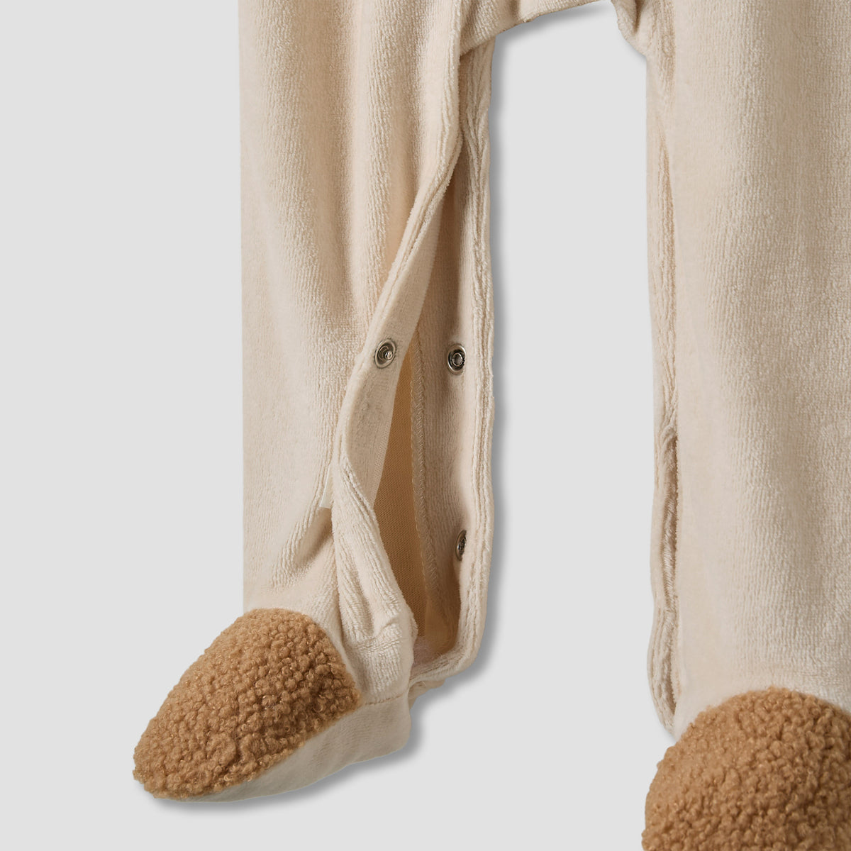Juniors Bear Print Velour Closed Feet Sleepsuit with Button Closure - Set of 2