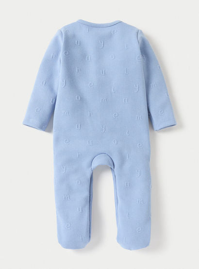 Juniors Alphabet Embossed Closed Feet Sleepsuit- with Button Closure-baby-boys-clothing-nightwear-sleepsuits-image-2