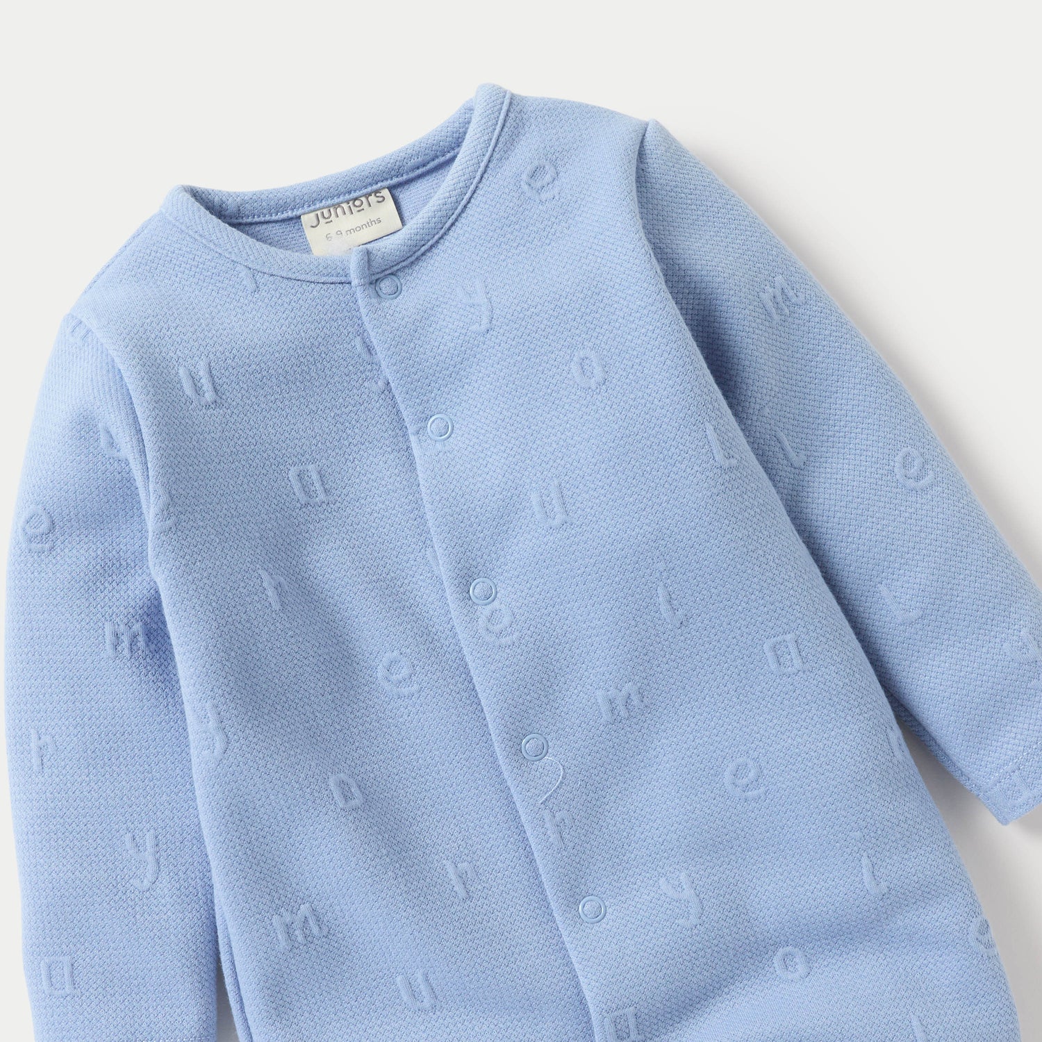 Juniors Alphabet Embossed Closed Feet Sleepsuit- with Button Closure