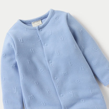 Juniors Alphabet Embossed Closed Feet Sleepsuit- with Button Closure