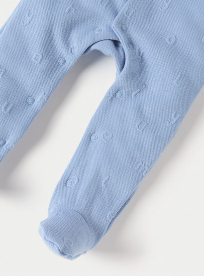 Juniors Alphabet Embossed Closed Feet Sleepsuit- with Button Closure-baby-boys-clothing-nightwear-sleepsuits-image-4