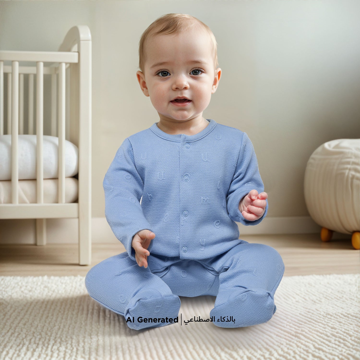Juniors Alphabet Embossed Closed Feet Sleepsuit- with Button Closure