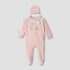 Juniors Embroidered Velour Closed Feet Sleepsuit with Cap - Pink / 9-12 mths