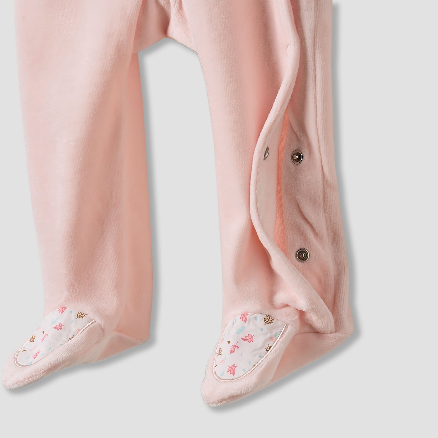 Juniors Embroidered Velour Closed Feet Sleepsuit with Cap