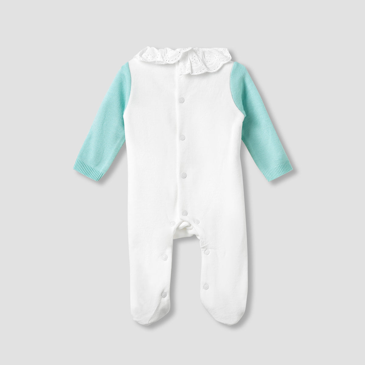 Giggles Round Neck Sleepsuit with Closed Feet - Velour - Long Sleeves