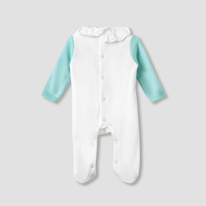 Giggles Round Neck Sleepsuit with Closed Feet - Velour - Long Sleeves