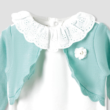 Giggles Round Neck Sleepsuit with Closed Feet - Velour - Long Sleeves