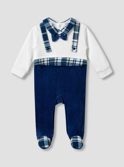 Giggles Collared Sleepsuit with Closed Feet - Velour - Long Sleeves-baby-boys-clothing-nightwear-sleepsuits-image-1