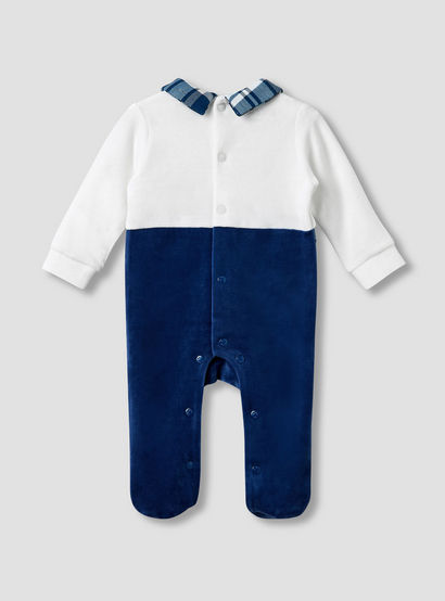 Giggles Collared Sleepsuit with Closed Feet - Velour - Long Sleeves-baby-boys-clothing-nightwear-sleepsuits-image-2