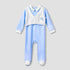 Giggles Collared Sleepsuit with Long Sleeves - Velour - Long Sleeves - Blue / 9-12 mths