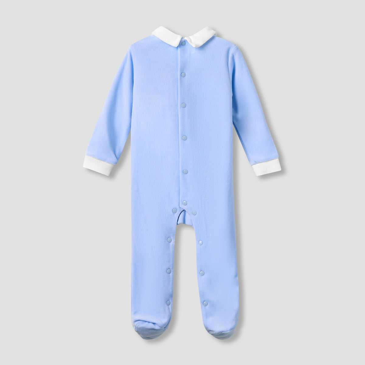 Giggles Collared Sleepsuit with Long Sleeves - Velour - Long Sleeves