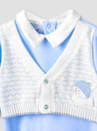 Giggles Collared Sleepsuit with Long Sleeves - Velour - Long Sleeves-baby-boys-clothing-nightwear-sleepsuits-image-3