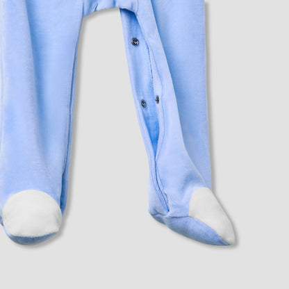 Giggles Collared Sleepsuit with Long Sleeves - Velour - Long Sleeves