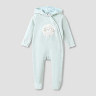 Juniors Hooded Closed Foot Sleepsuit with Sheep Applique - Velour - Long Sleeves-undefined-image-1