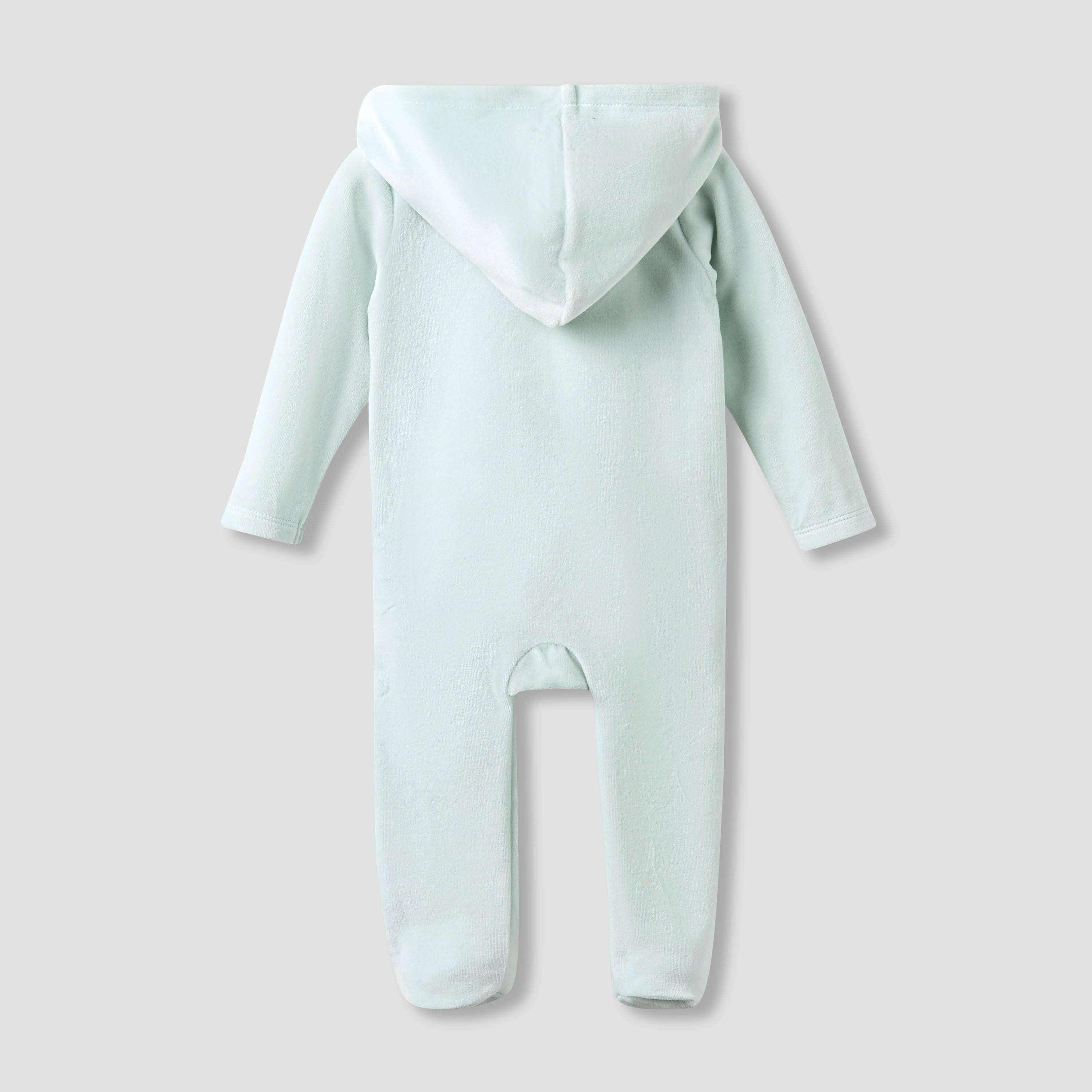 Juniors Hooded Closed Foot Sleepsuit with Sheep Applique - Velour - Long Sleeves