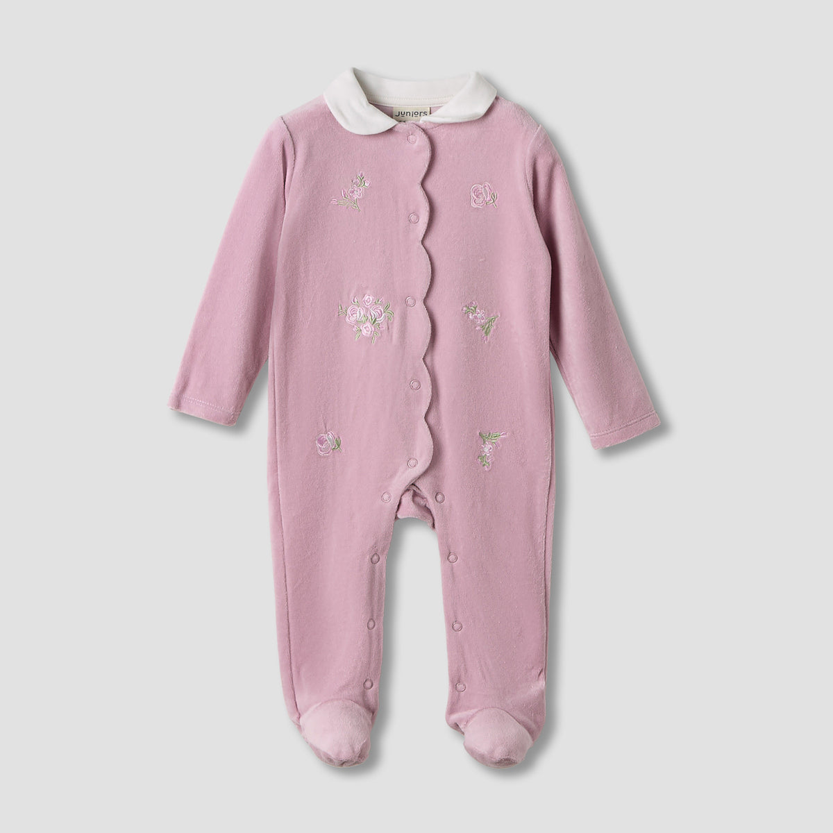 Juniors Crew Neck Sleepsuit with Embroidery - Long Sleeves - Set of 2
