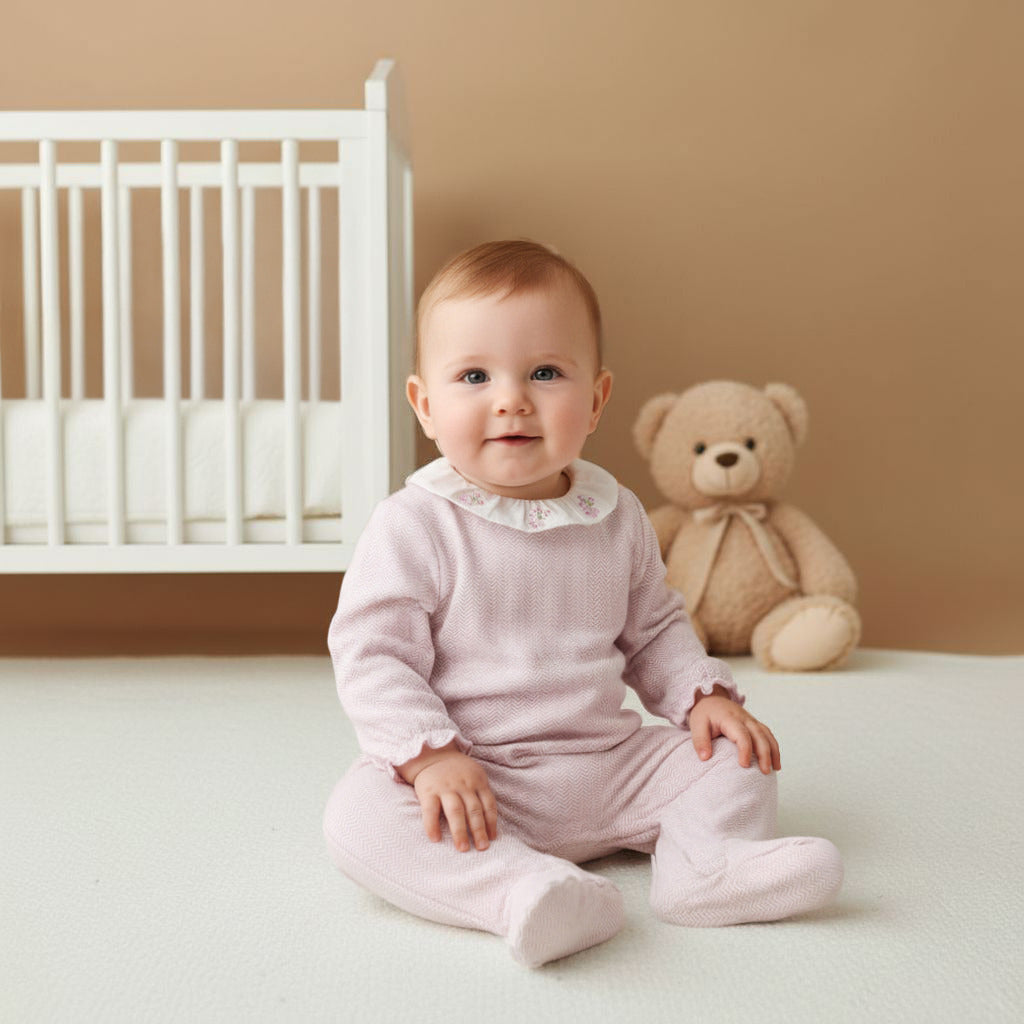 Juniors Crew Neck Sleepsuit with Embroidery - Long Sleeves - Set of 2