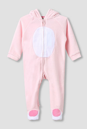 Juniors Hooded Neck Sleepsuit with Closed Feet - Velour - Long Sleeves