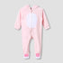 Juniors Hooded Neck Sleepsuit with Closed Feet - Velour - Long Sleeves - Pink / 9-12 mths