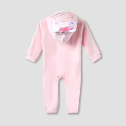 Juniors Hooded Neck Sleepsuit with Closed Feet - Velour - Long Sleeves