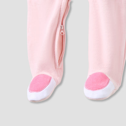 Juniors Hooded Neck Sleepsuit with Closed Feet - Velour - Long Sleeves