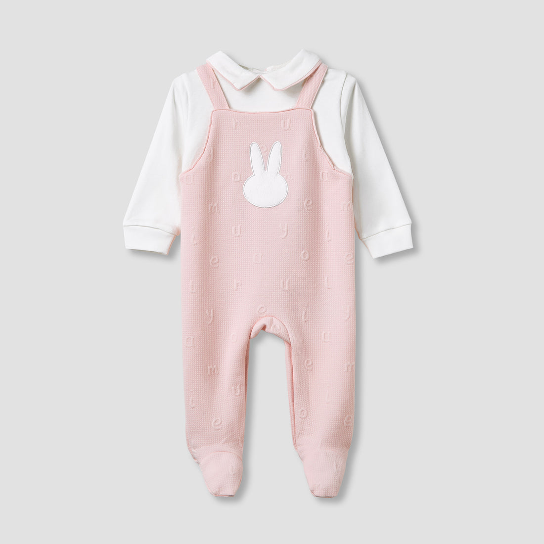 Giggles Collared Sleepsuit with Closed Feet - Cotton - Long Sleeves - Pink / 9-12 mths