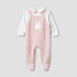 Giggles Collared Sleepsuit with Closed Feet - Cotton - Long Sleeves - Pink / 9-12 mths