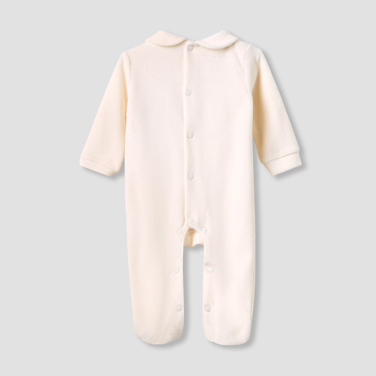 Giggles Collared Sleepsuit with Closed Feet - Velour - Long Sleeves