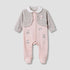 Giggles Collared Sleepsuit with Closed Feet - Velour - Long Sleeves - Pink / 9-12 mths