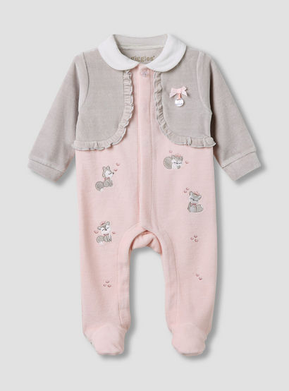Giggles Collared Sleepsuit with Closed Feet - Velour - Long Sleeves-baby-girls-clothing-nightwear-sleepsuits-image-1