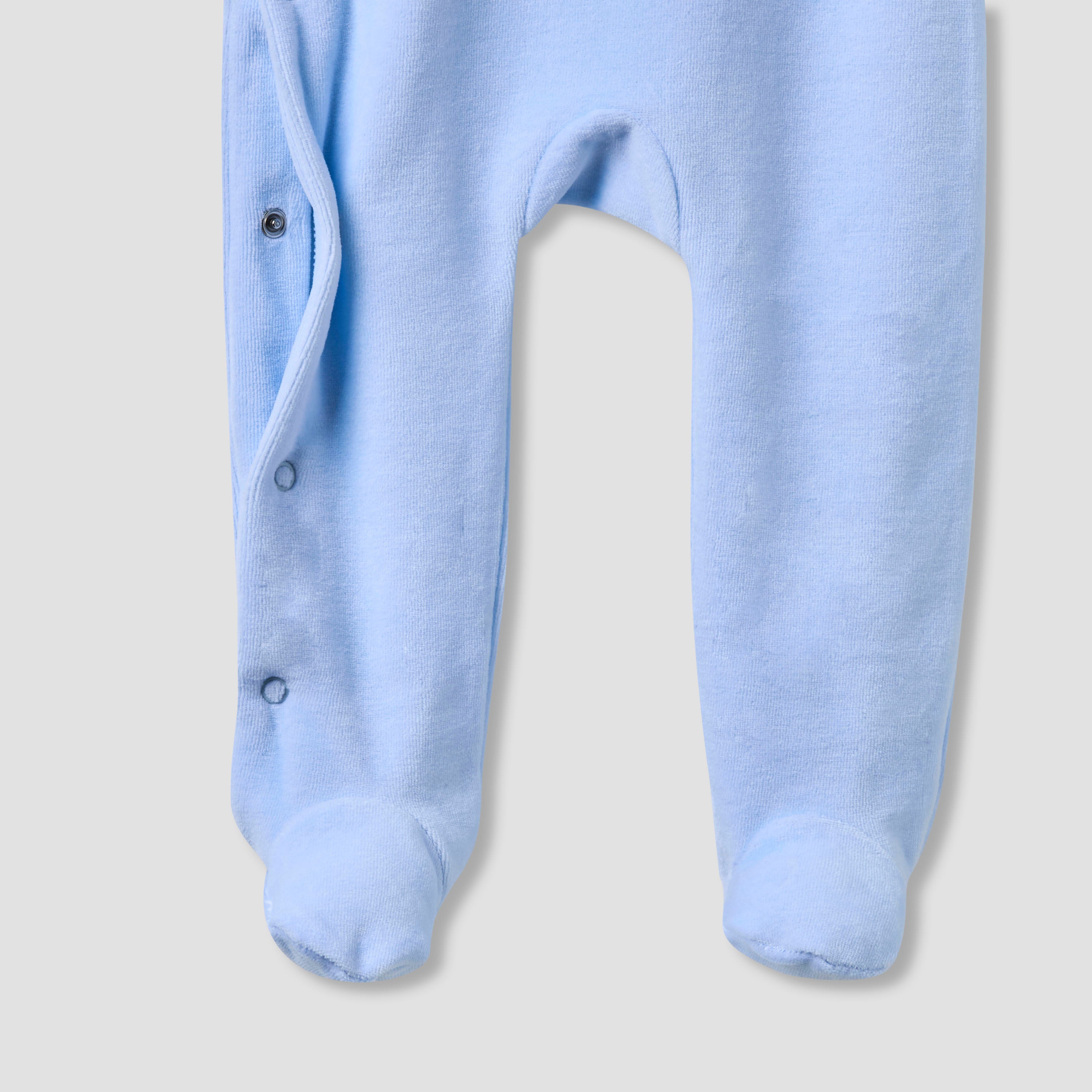 Juniors Hooded Closed Foot Sleepsuit with Bear Applique - Velour - Long Sleeves