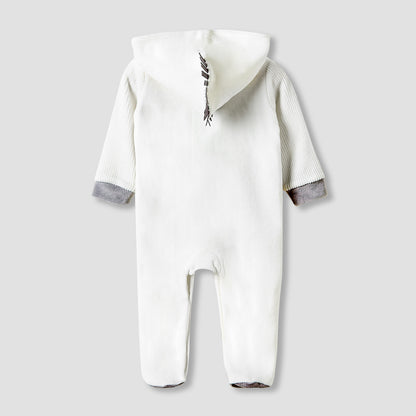 Juniors Hooded Sleepsuit with Zebra Applique - Long Sleeves