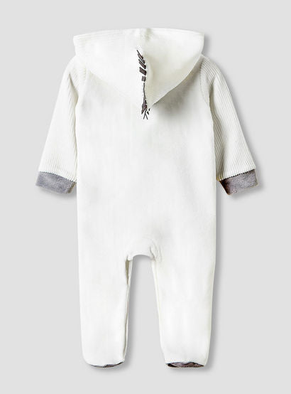Juniors Hooded Sleepsuit with Zebra Applique - Long Sleeves-baby-boys-clothing-nightwear-sleepsuits-image-2