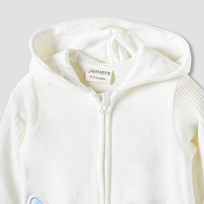 Juniors Hooded Sleepsuit with Zebra Applique - Long Sleeves