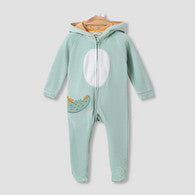 Juniors Hooded Closed Foot Sleepsuit with Alligator Applique - Velour - Long Sleeves-undefined-image-1