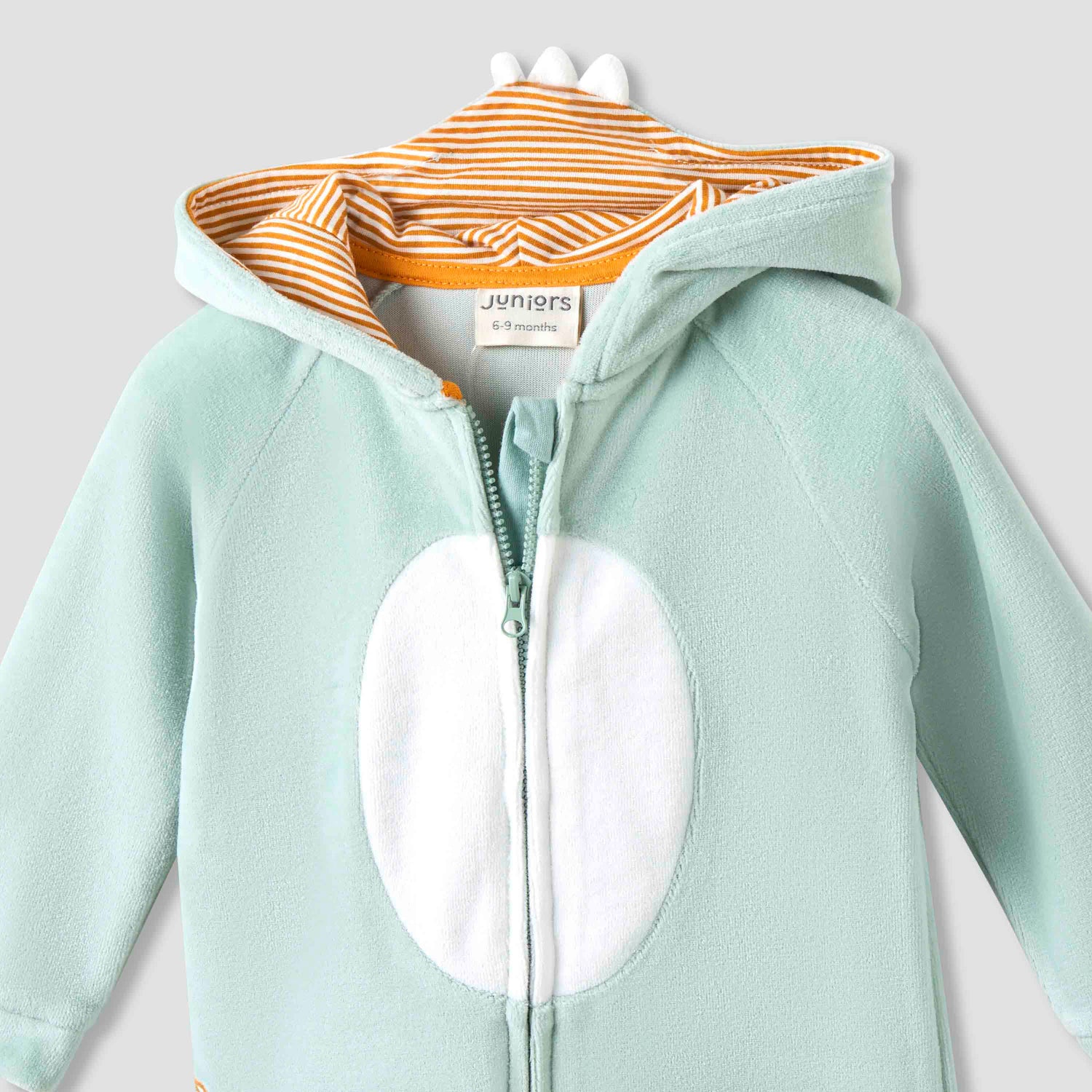 Juniors Hooded Closed Foot Sleepsuit with Alligator Applique - Velour - Long Sleeves