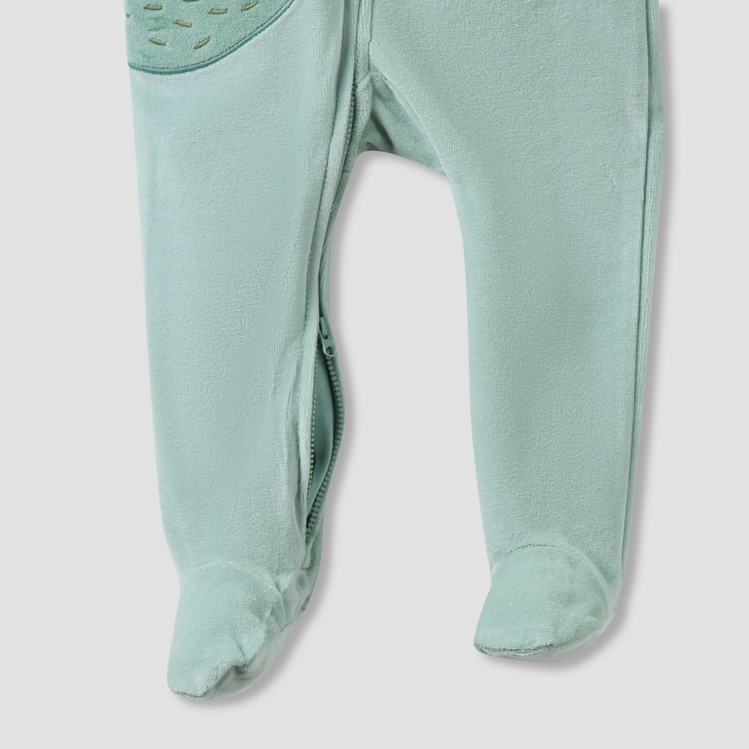 Juniors Hooded Closed Foot Sleepsuit with Alligator Applique - Velour - Long Sleeves