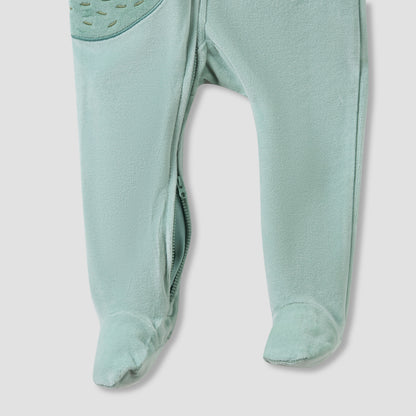 Juniors Hooded Closed Foot Sleepsuit with Alligator Applique - Velour - Long Sleeves